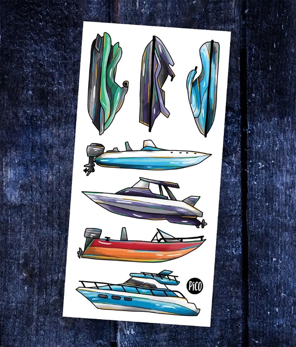 Tatouage Temporaire - Les bateaux et motomarines
