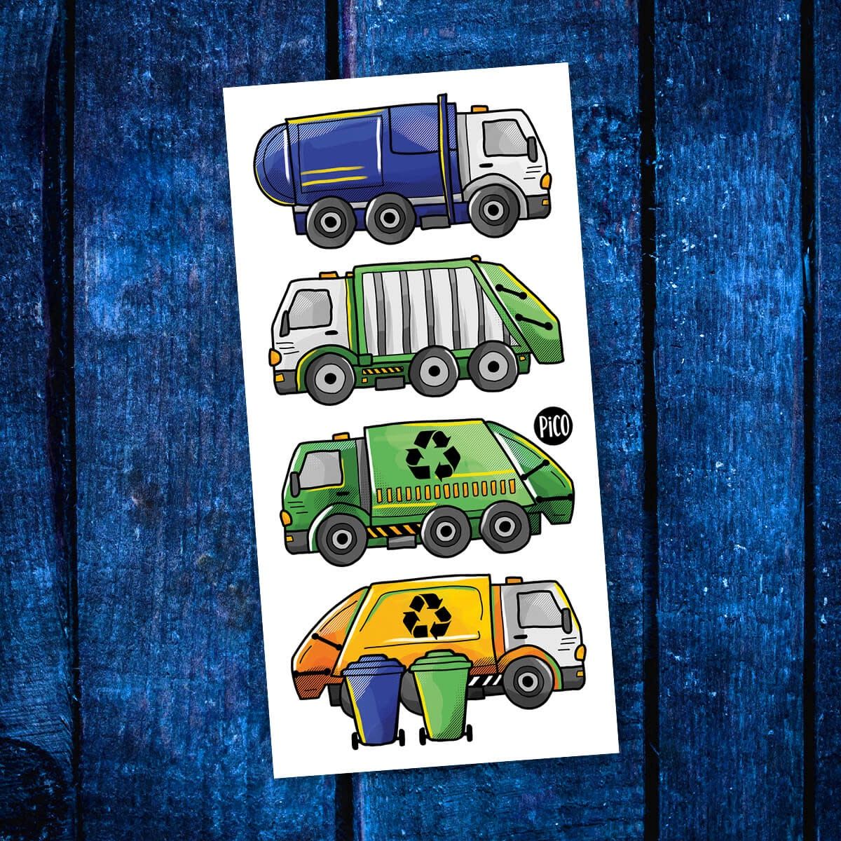 Tatouage Temporaire - Les camions de recyclage