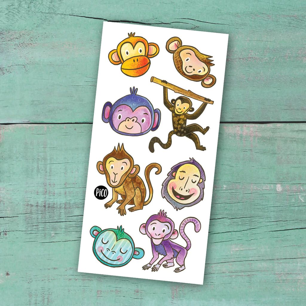 Tatouage Temporaire - Les singes amusants