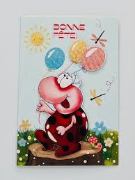 Carte Bonne Fete - Coccinelle Ballons