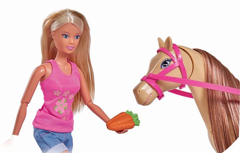 Steffi Love Cavalière 29 Cm – Poupée Mannequin Avec Cheval Et Accessoires – Fonction Carotte Aimantée – Dès 3 Ans