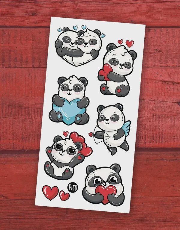 Tatouage Temporaire - Les pandamoueux / Panda lovers