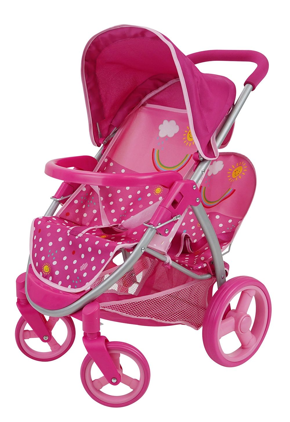 Sunshine Dots - Poussette duo tandem pour poupée
