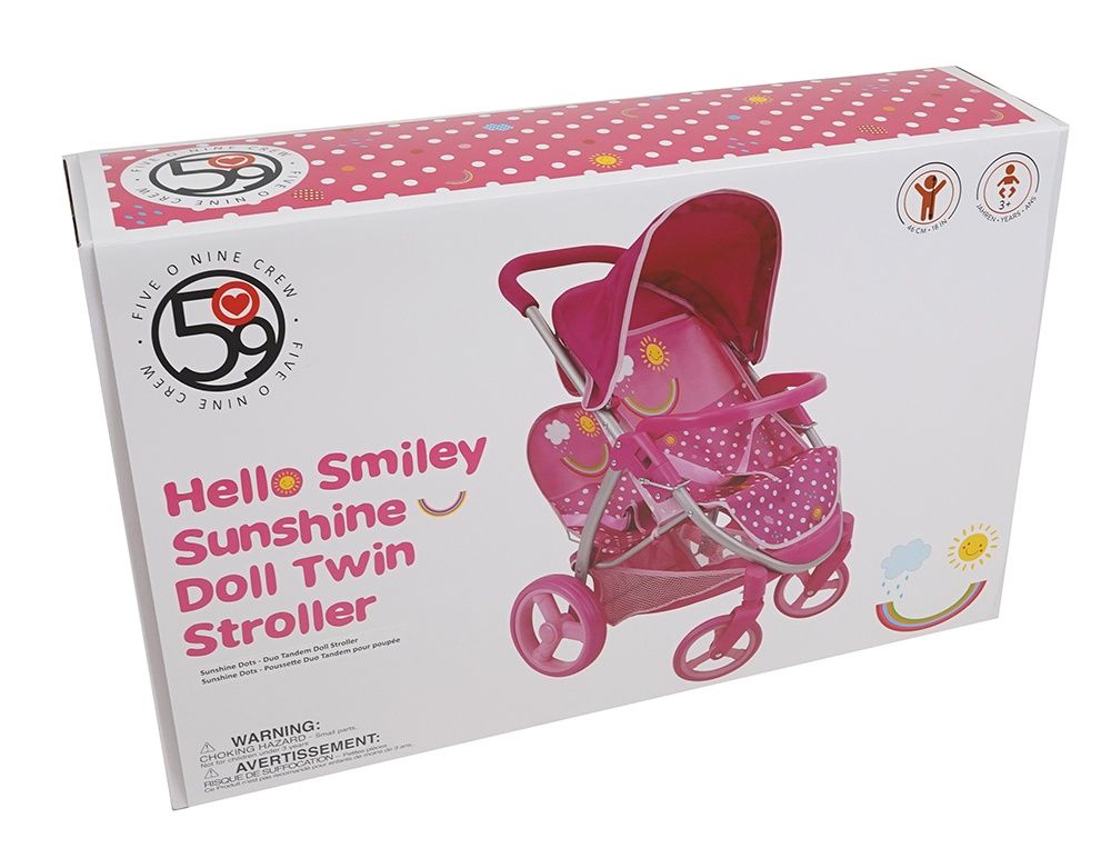 Sunshine Dots - Poussette duo tandem pour poupée