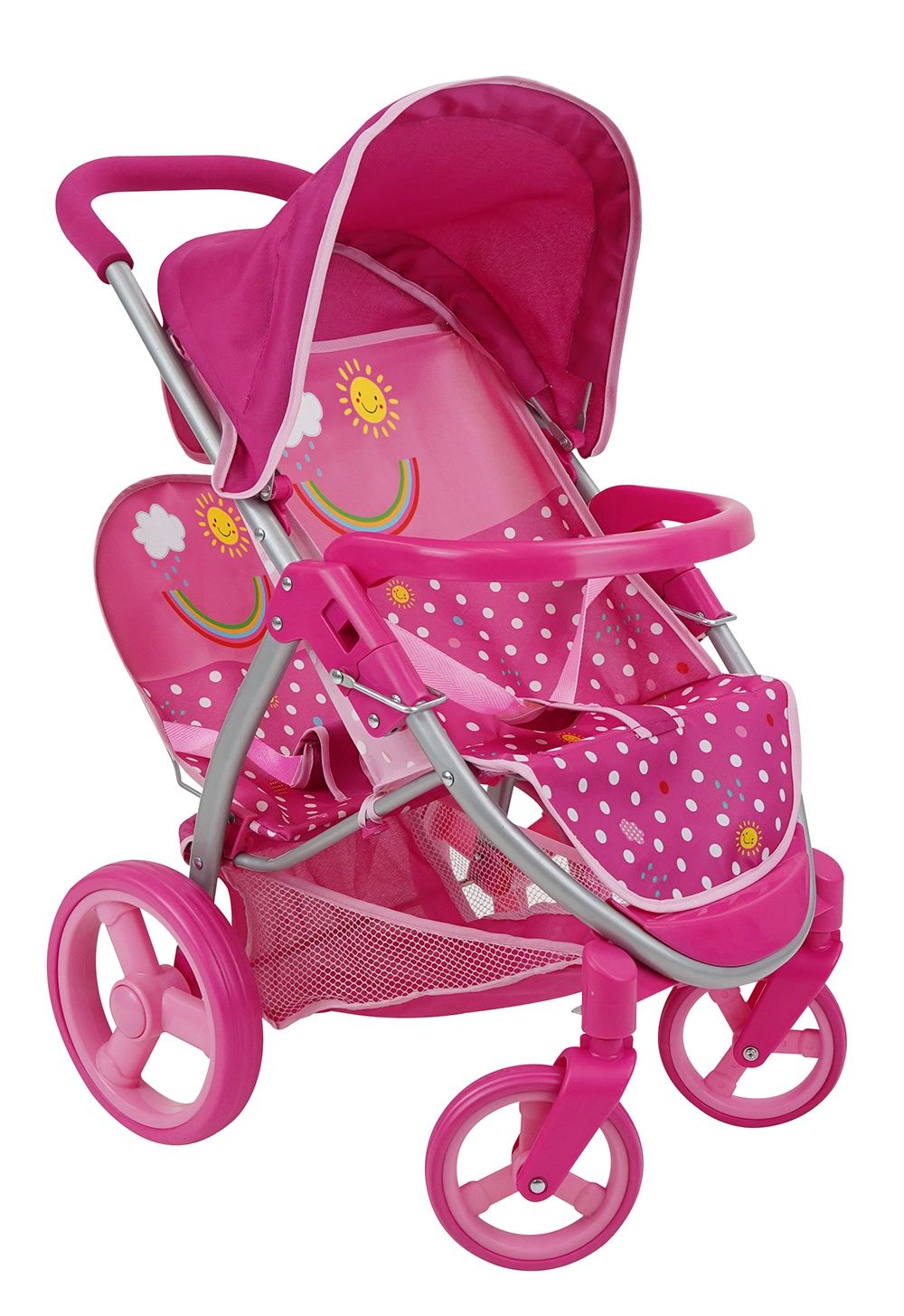 Sunshine Dots - Poussette duo tandem pour poupée