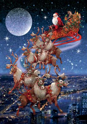 Casse-tête 1000 morceaux - Traîneau au dessus de la ville