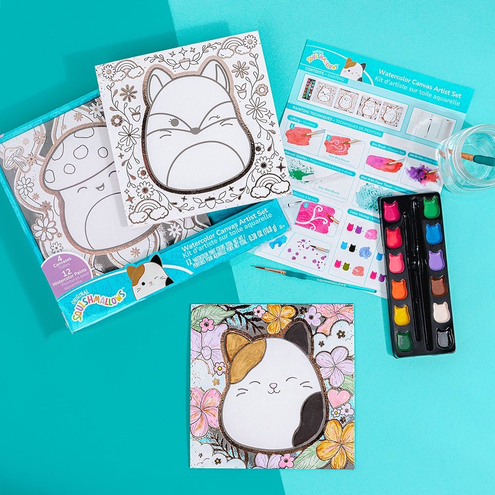 Squishmallows - Kit d&#39;artiste sur toile aquarelle