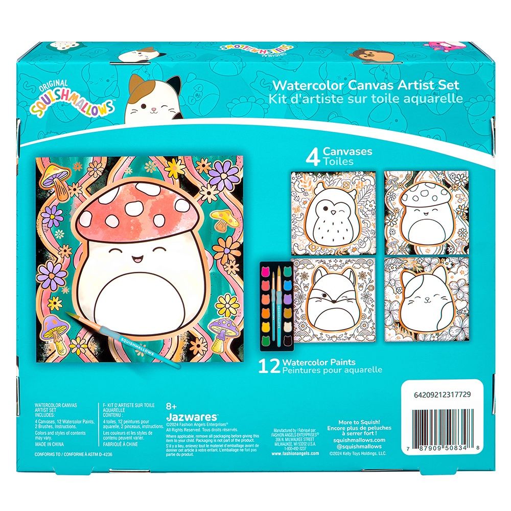 Squishmallows - Kit d&#39;artiste sur toile aquarelle