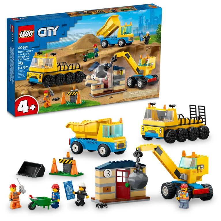 60391 / Les camions de chantier et la grue à boule de démolition