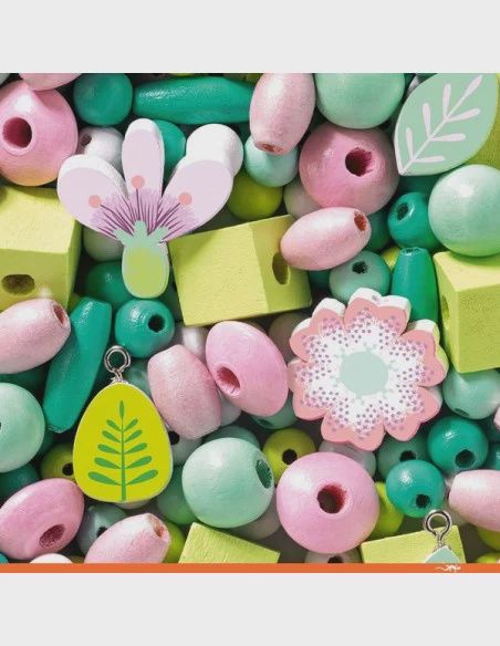 Perles en bois / Feuilles et Fleurs