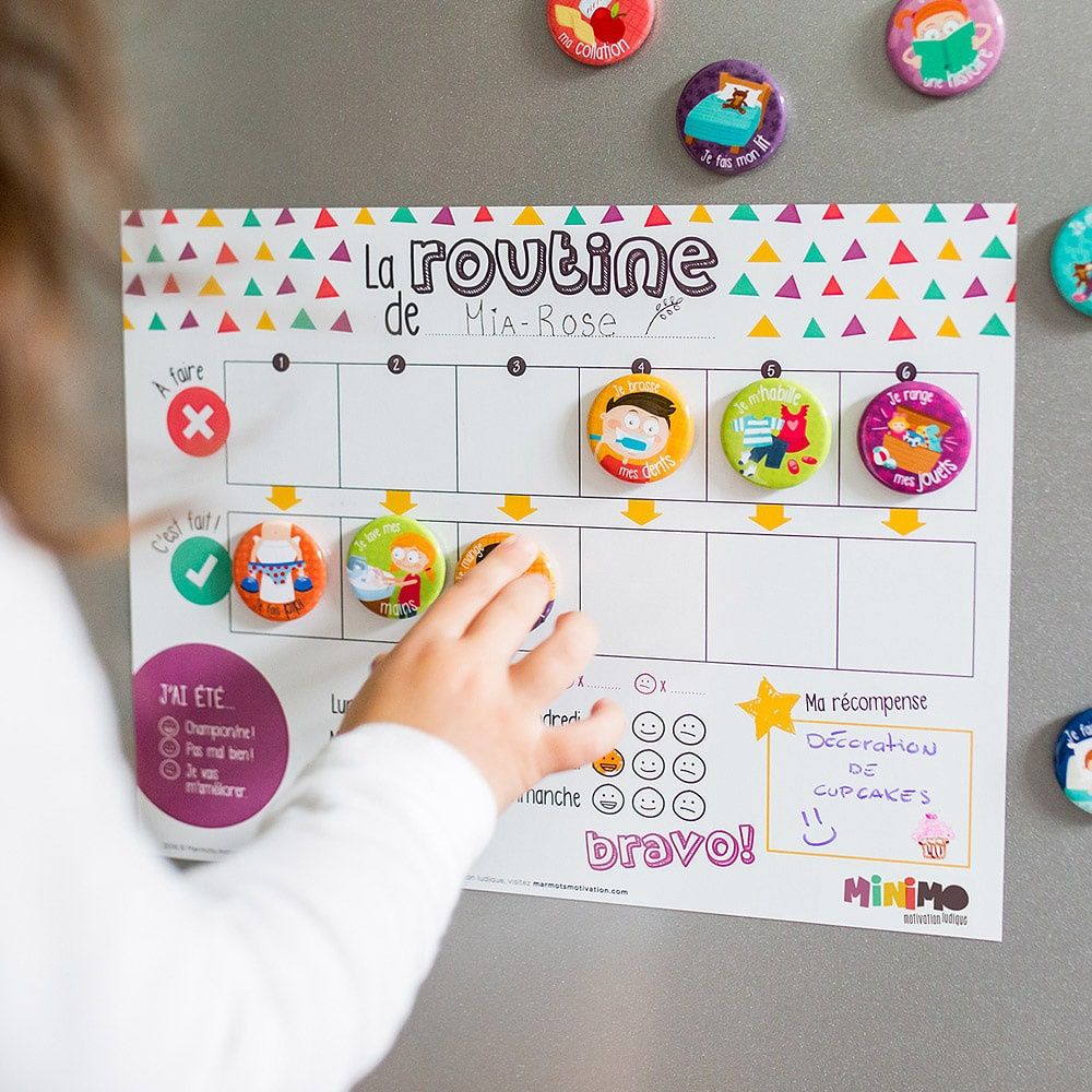 Ma routine quotidienne (12 aimants + tableau)