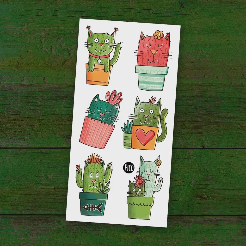 Tatouage temporaire - Les Chats-cactus