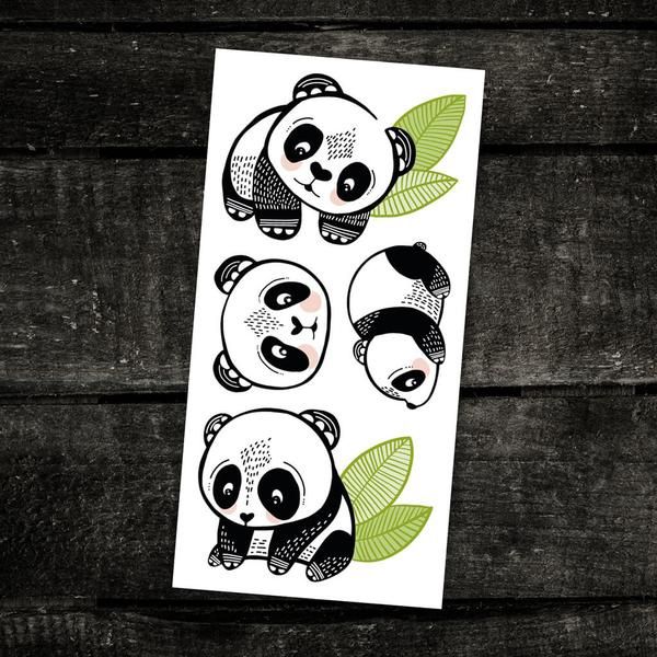 Tatouage Temporaire - Les pandas sympas / The cool pandas