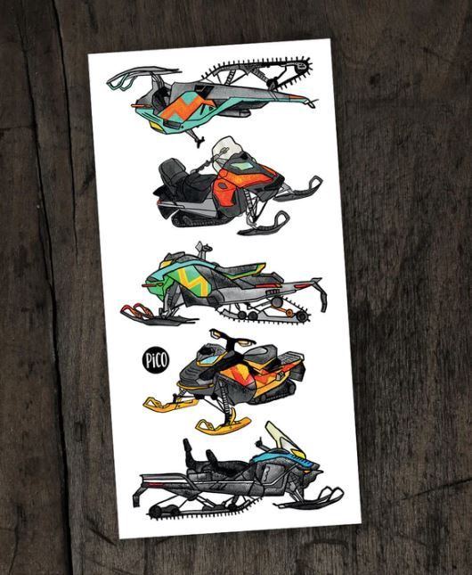 Tatouage Temporaire - Les motoneiges s&#39;amuse / Snowmobiles have fun