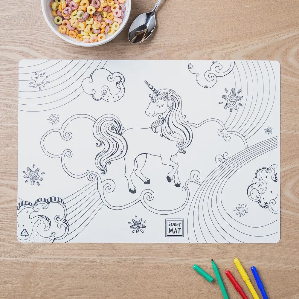Napperon à Colorier - Licorne (Blanc)