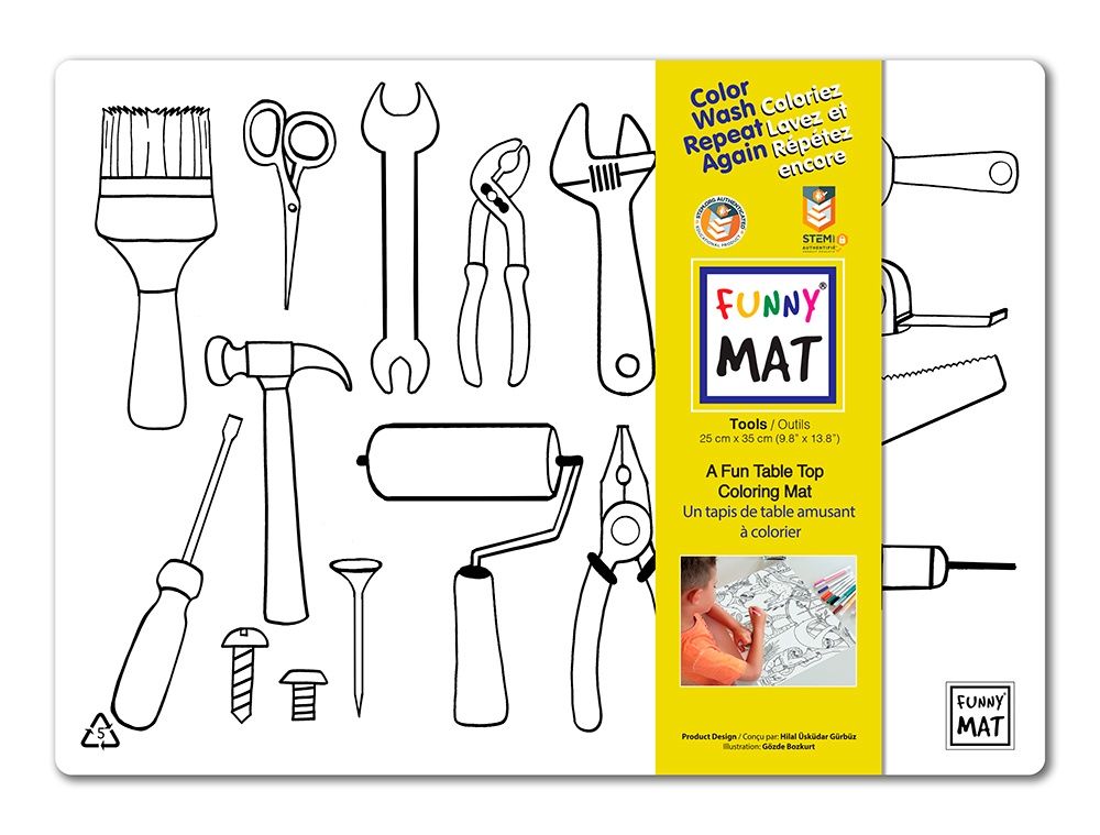 Napperon a colorier - Outils (Clair)