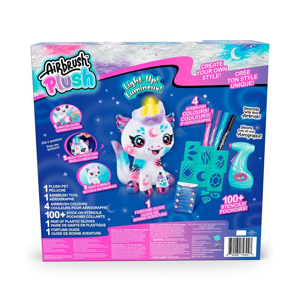 Airbrush - Peluche licorne cosmique avec corne lumineuse