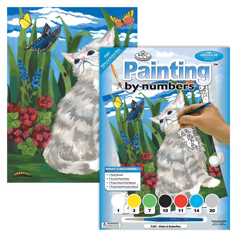 Peinture à numéros junior / Chaton et papillons