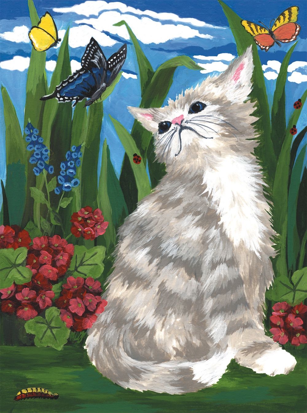Peinture à numéros junior / Chaton et papillons