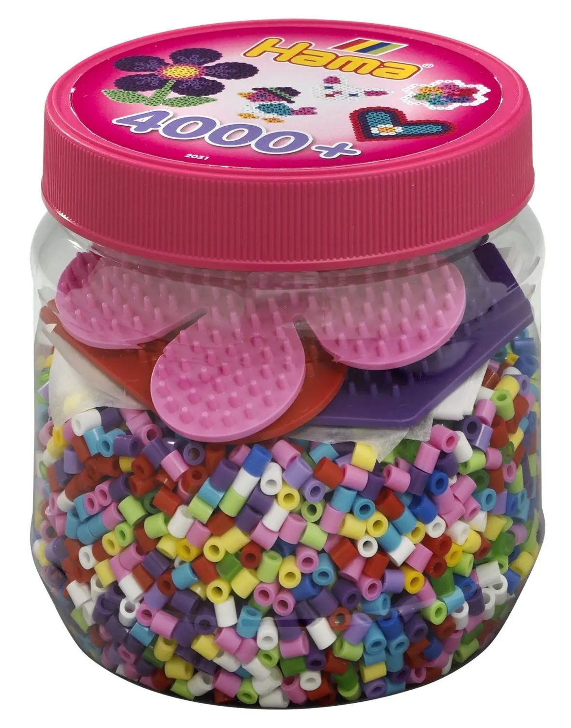 Midi 4000 perles à repasser et plaques en pot rose