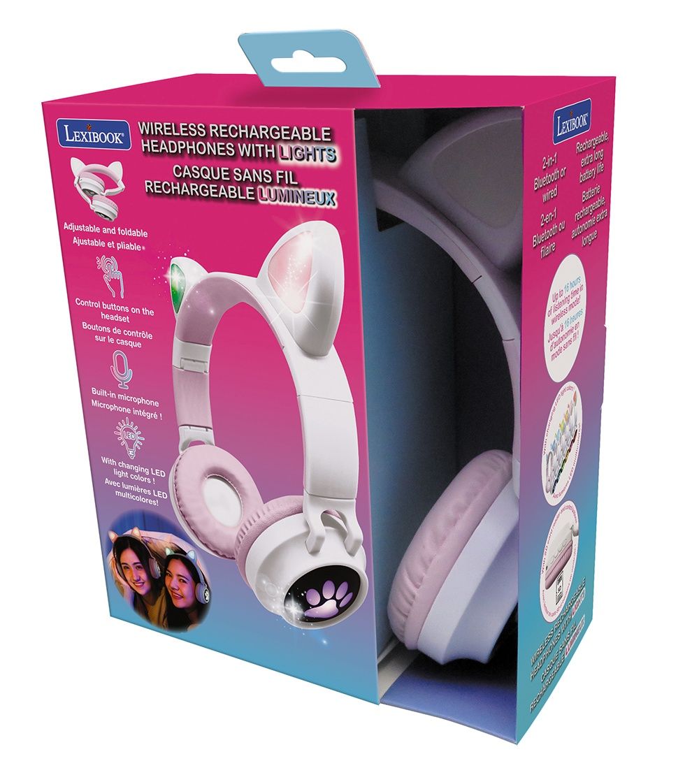 Casque sans fil rechargeable lumineux - Oreilles de chat