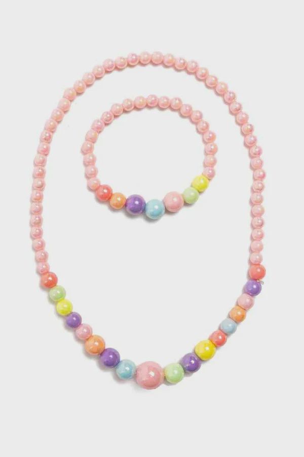 Ensemble Collier et Bracelet Perles Pastel