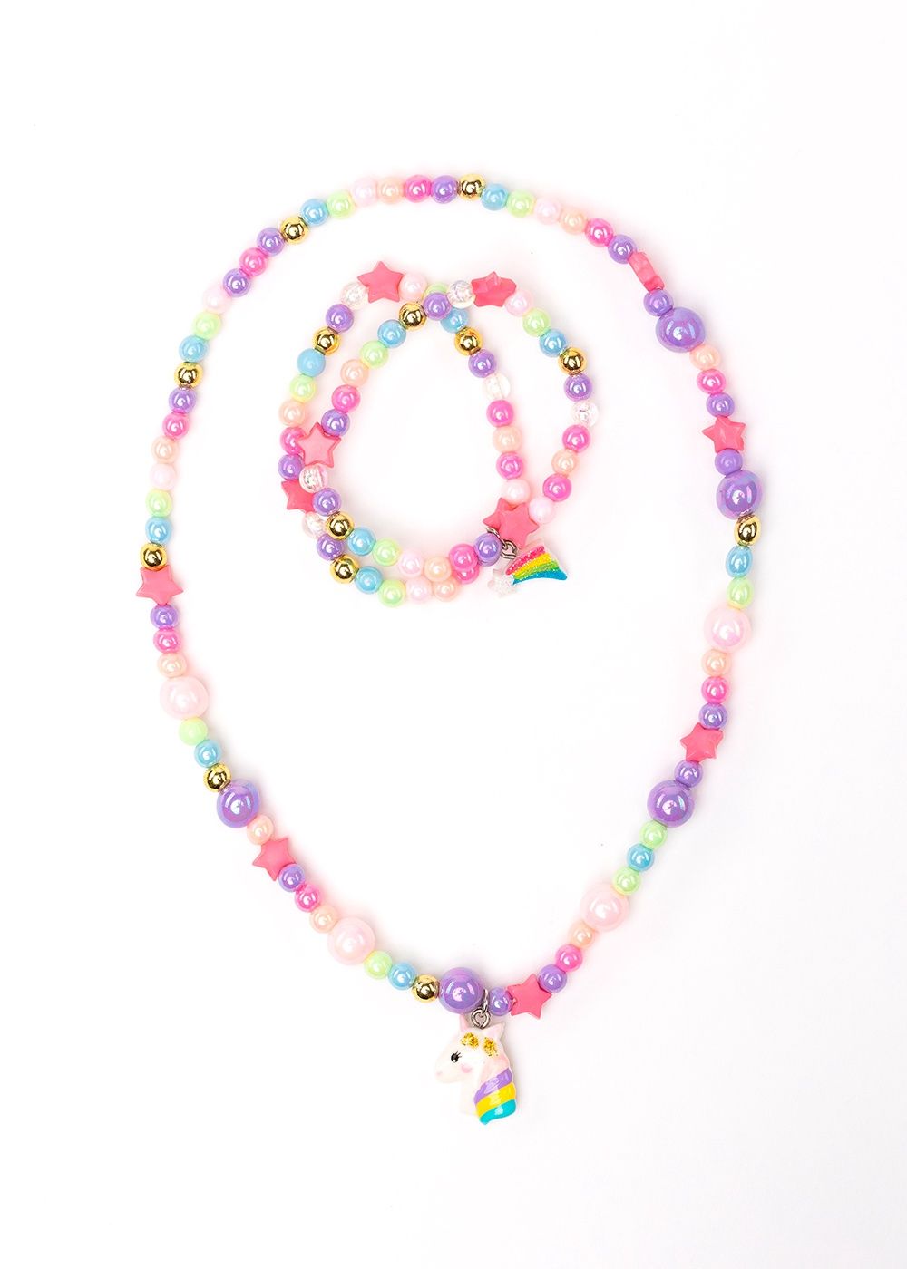 Ensemble collier et bracelet / Licorne et étoile