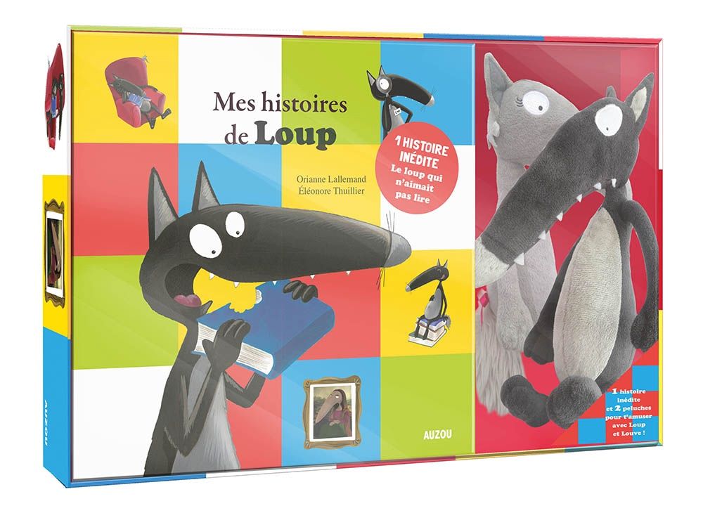 Mon coffret loup (2 peluches) / Le loup qui n&#39;aimait pas lire et Le loup qui enquêtait au musée