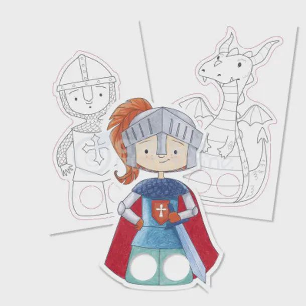 Coloriage Marionnettes à doigts (Graffy puppet) / Dragons et Chevaliers