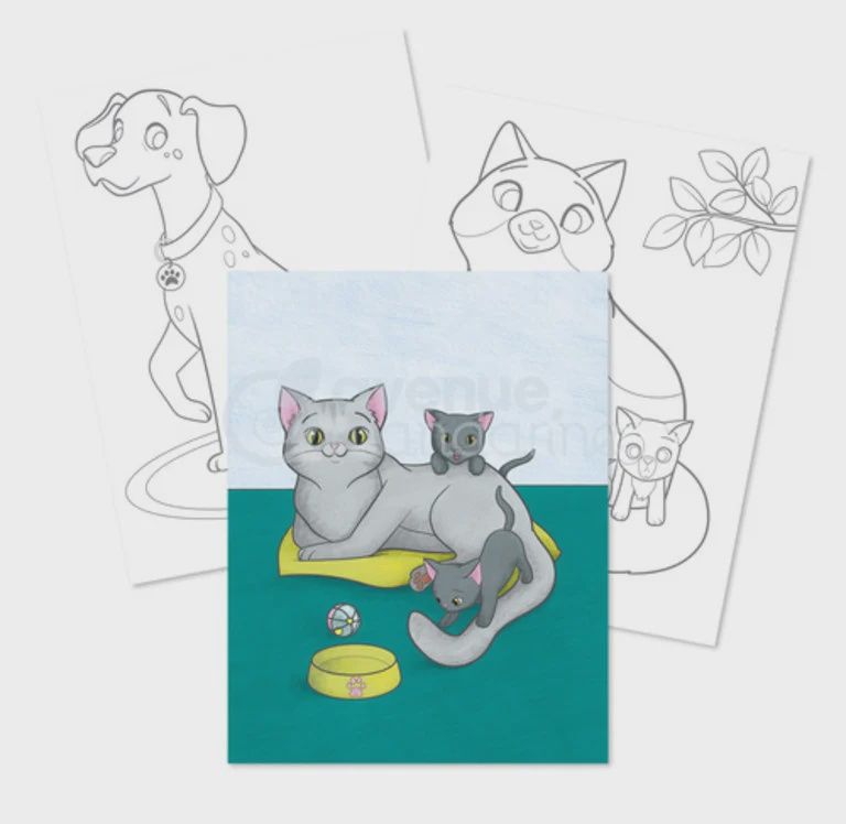 Livre de coloriage (Graffy color) / Animaux familiers Maman-Bébé