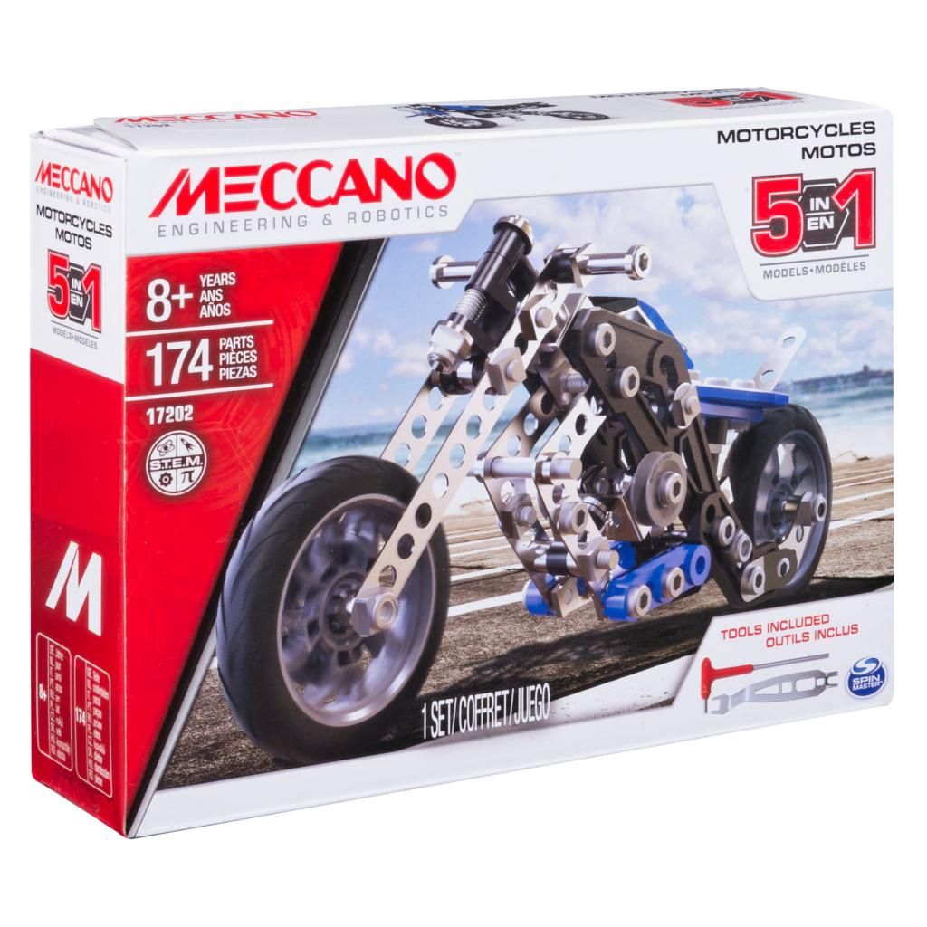 Meccano 5 en 1 Moto Bleu