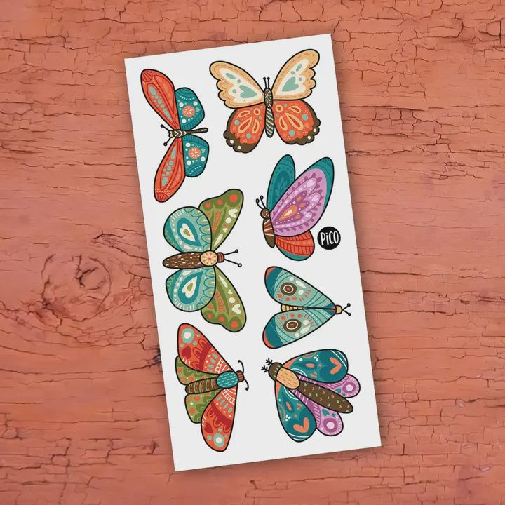 Tatouage temporaire - Les papillons colorés