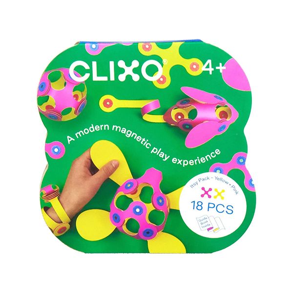 CLIXO - ENS. ITSY VERT/BLEU OU ROSE/JAUNE (18 PCS)