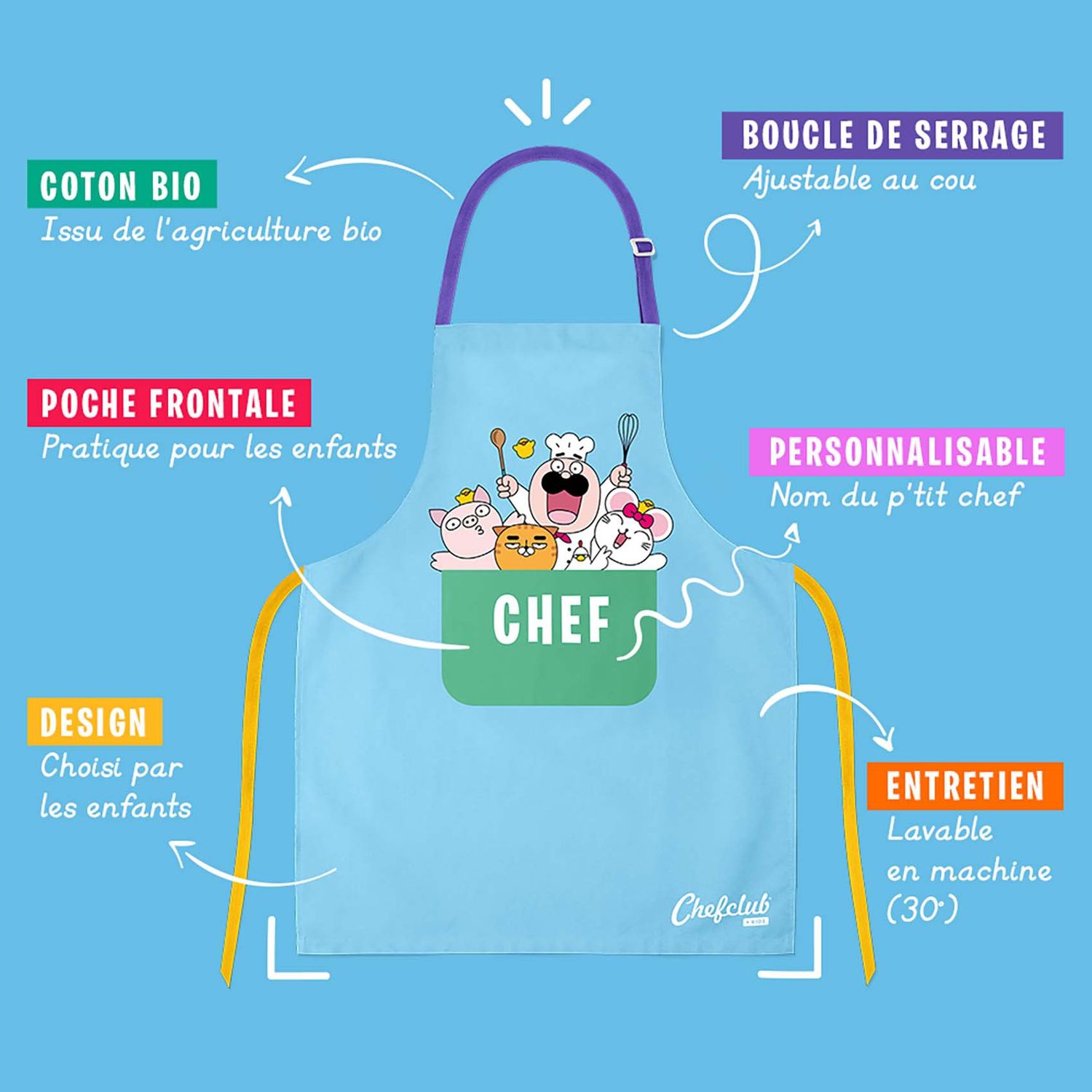Chefclub / Tablier bleu (Coton)