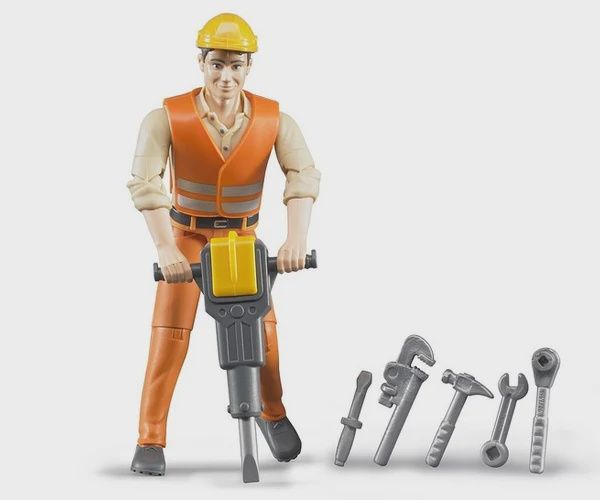 Travailleur de la construction avec accessoires