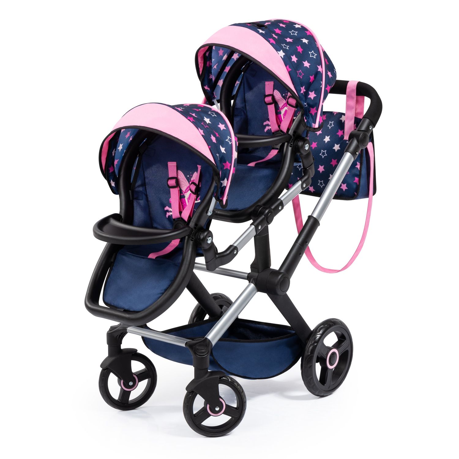 Poussette Double Pour Poupées - Motif Étoiles
