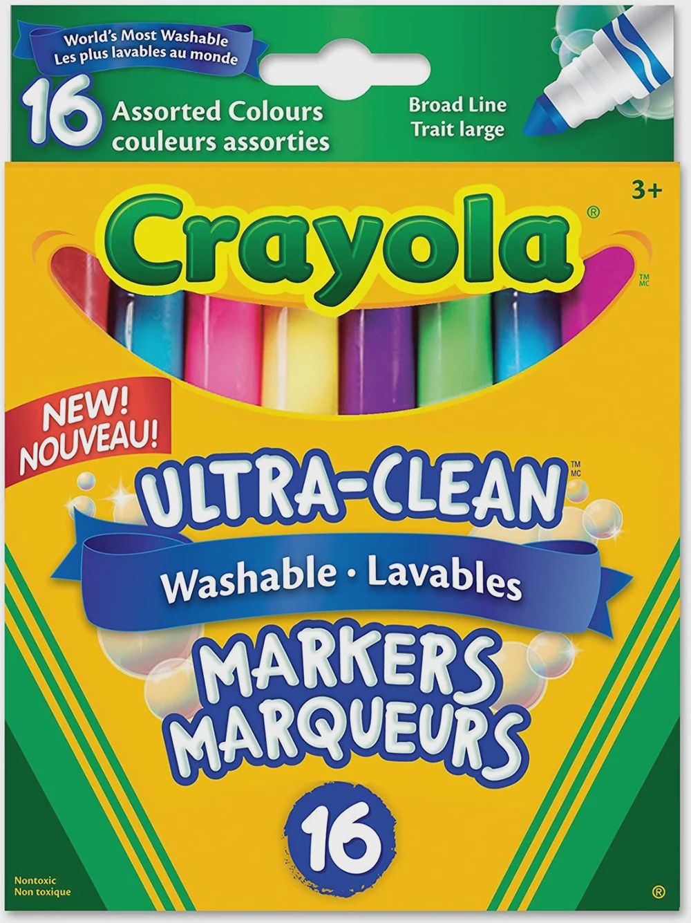 16 Crayons feutres lavables à trait large