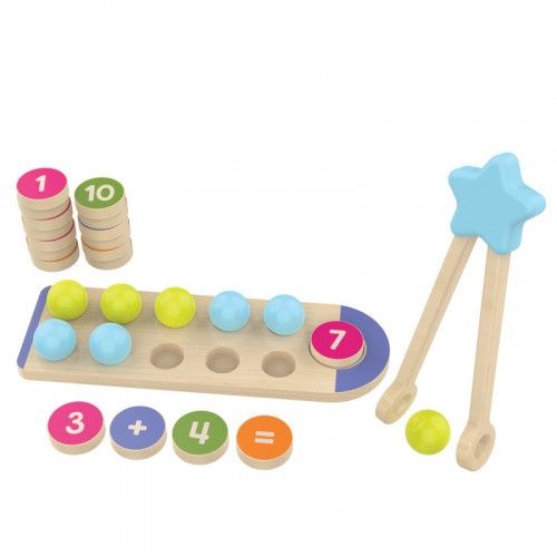 Jeu de comptage et d&#39;association de nombres de 1 à 10 en bois