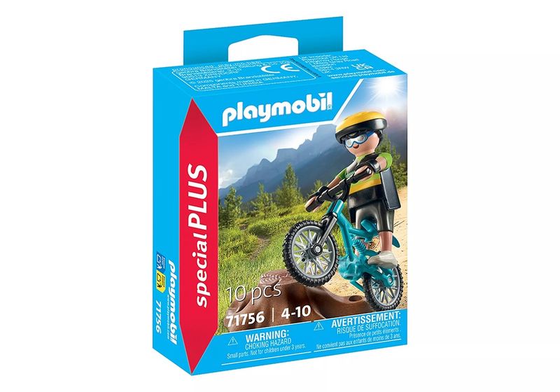 71756 / Cycliste avec vélo tout terrain et souche d&#39;arbre