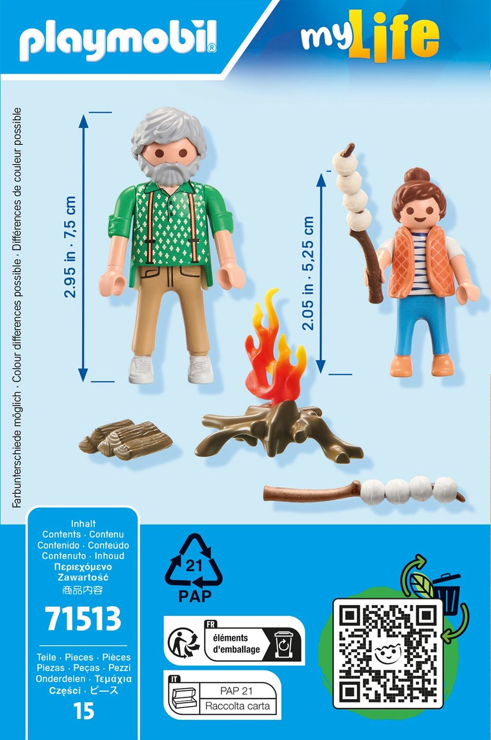 71513 / Grand-père avec petite fille et feu de camp
