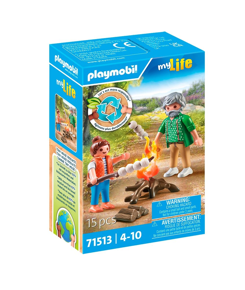 71513 / Grand-père avec petite fille et feu de camp