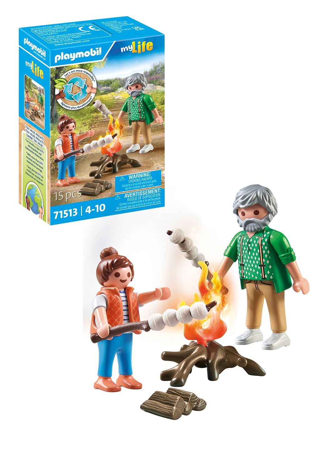 71513 / Grand-père avec petite fille et feu de camp