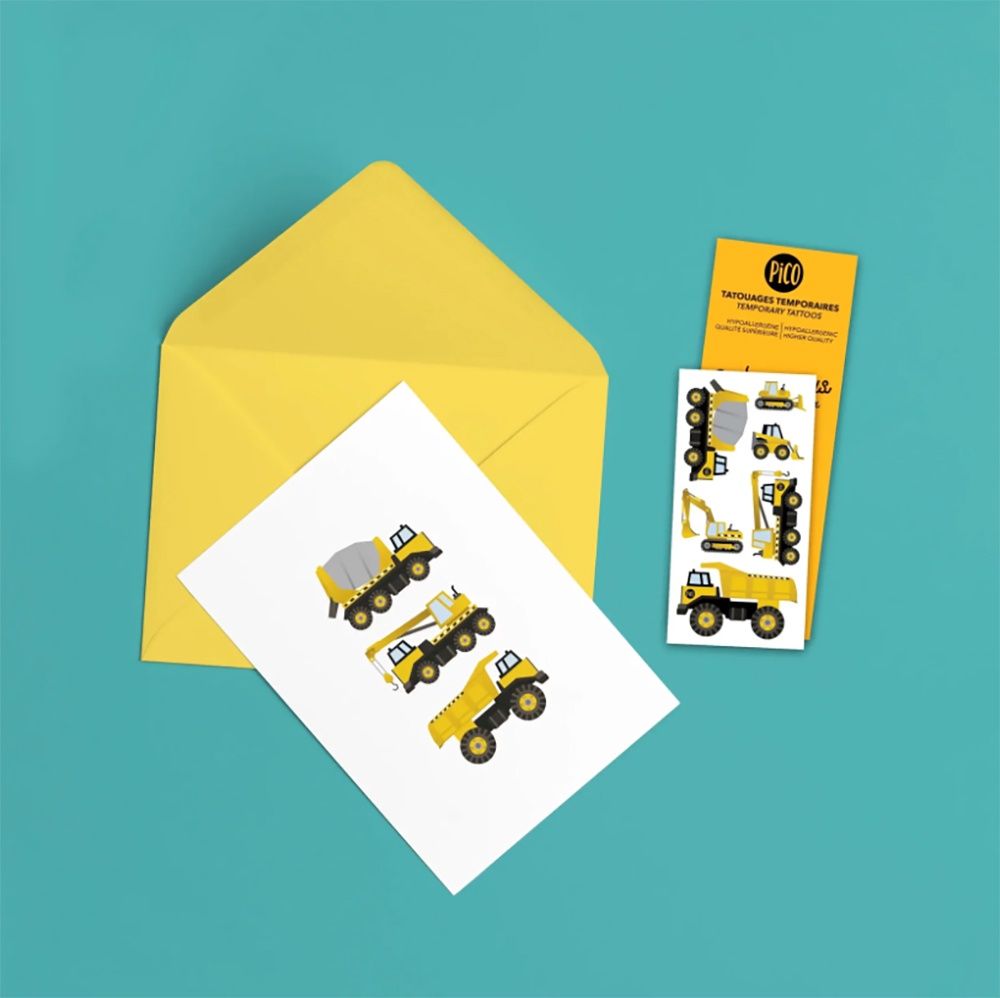 Carte de souhaits et tatouages / Camions