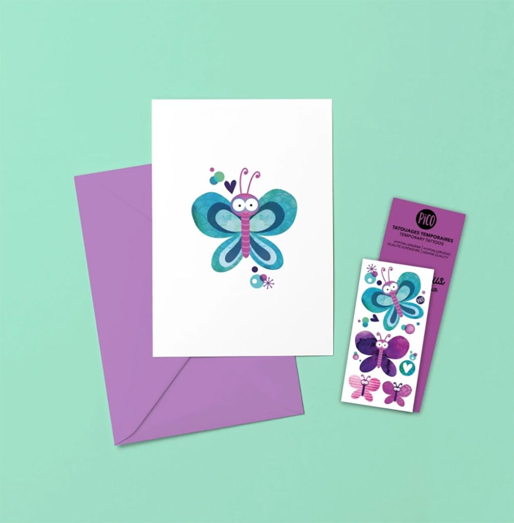 Carte de souhaits et tatouages / Papillons