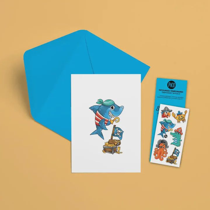 Carte de souhaits et tatouages / Alfred le pirate