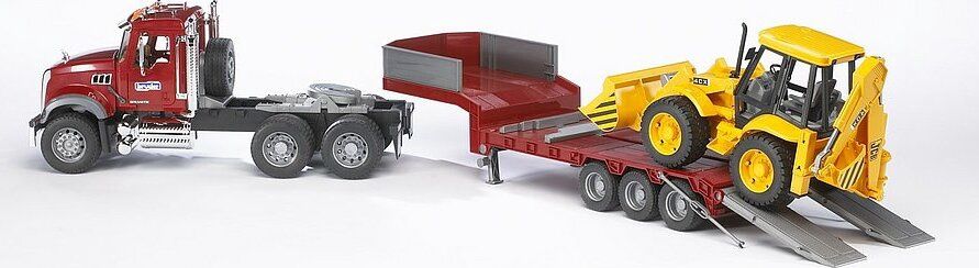 Camion Flatbed MACK avec chargeur JCB