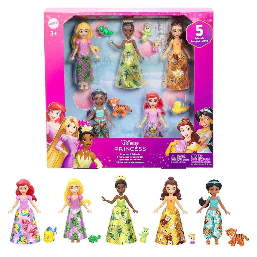 Princesses Disney / Petite poupée coffret de 5 Princesses et amis