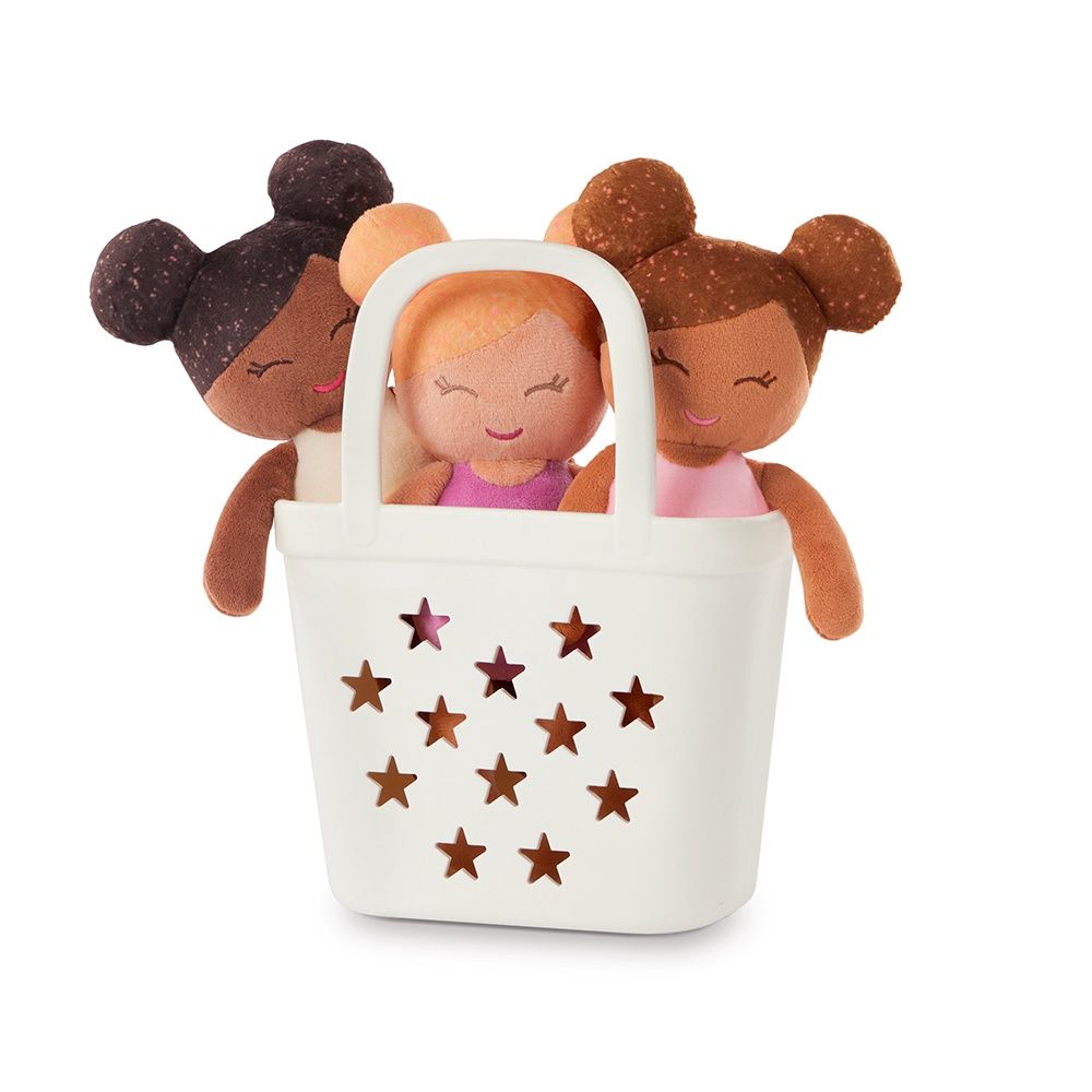 Ensemble de 3 poupées de bain en peluche 35.5 cm dans un panier