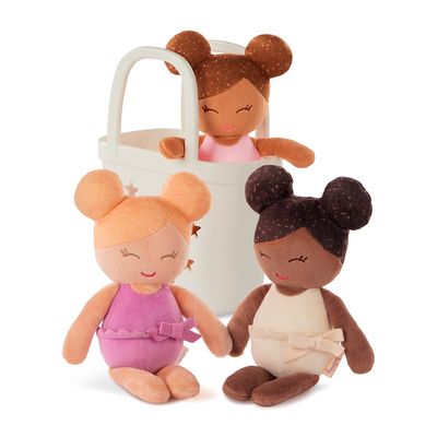 Ensemble de 3 poupées de bain en peluche 35.5 cm dans un panier