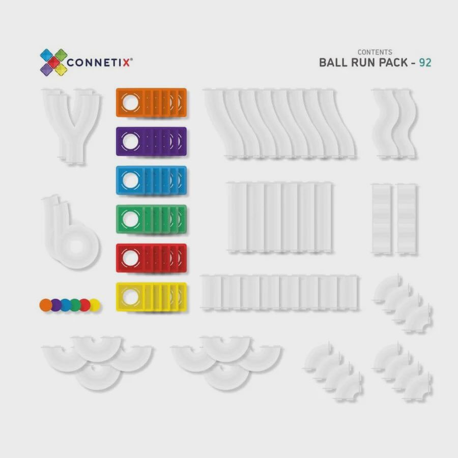 Ensemble parcours de balle et tuiles magnétiques Rainbow (92 pcs)